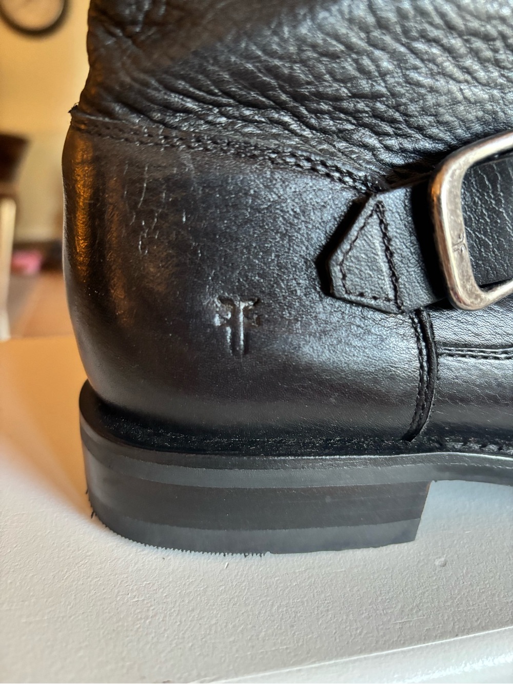 Frye Veronica Short Black Pebbled Leather Moto Ankle Boots 3470543 Womens 11 - Picture 3 of 12